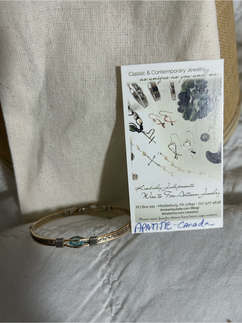 Kimberley Jade Wire To Fire Canadian Apatite Gemstone Mixed Metal Bracelet